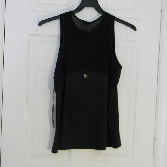 Donna Karan Active Tank Sleeveless Black Mesh Athletic Workout Running NW - Picture 2 of 13